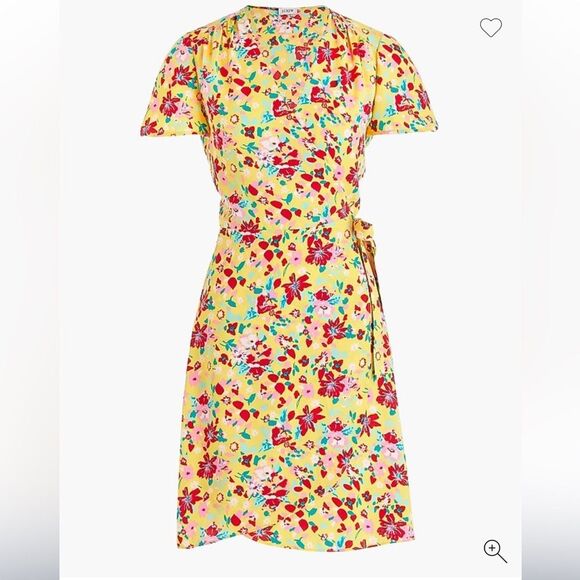J.Crew Yellow Floral Printed Wrap Dress - Picture 5 of 10
